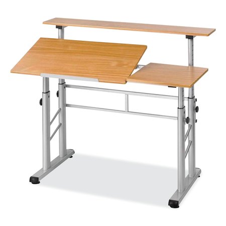SAFCO Height-Adjust Split Level Drafting Table, Rectangular/Square, 47.25x29.75x26 to 37.25, Medium Oak 3965MO